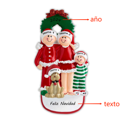 Navidad-Muñecos Ornamentos Navideños con Perro 4 Nombres y 1 Año con Texto Personalizados Adorno de Madera