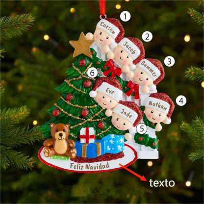 Navidad-Ornamentos muñecos navideños de resina familia 6 nombres personalizados con texto