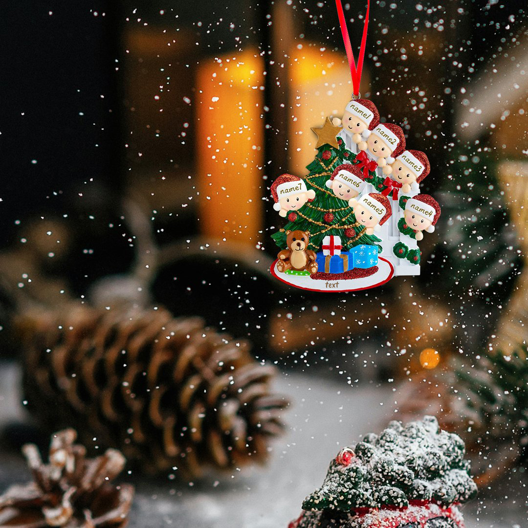 Navidad-Ornamentos muñecos navideños de resina familia 6 nombres personalizados con texto