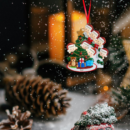 Navidad-Ornamentos muñecos navideños de resina familia 6 nombres personalizados con texto