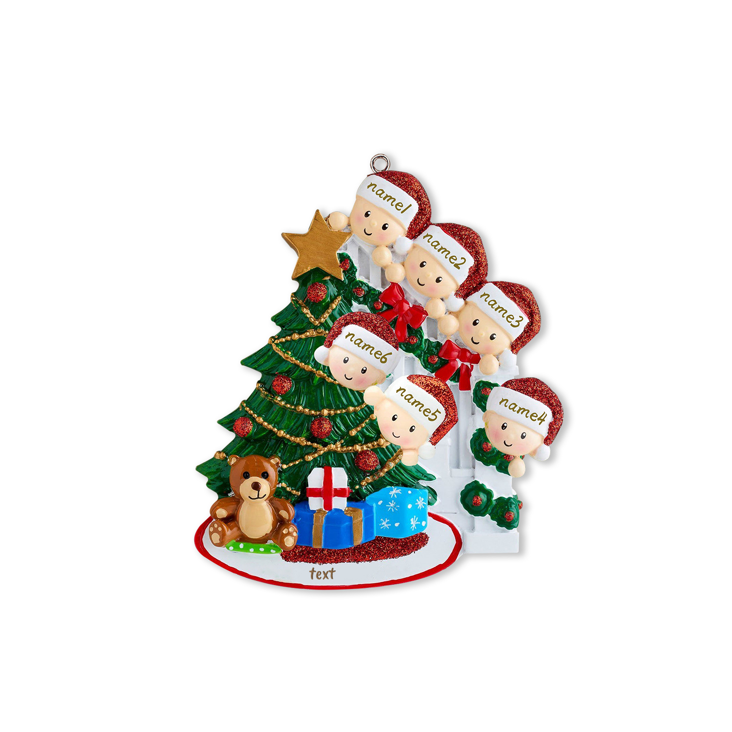 Navidad-Ornamentos muñecos navideños de resina familia 6 nombres personalizados con texto