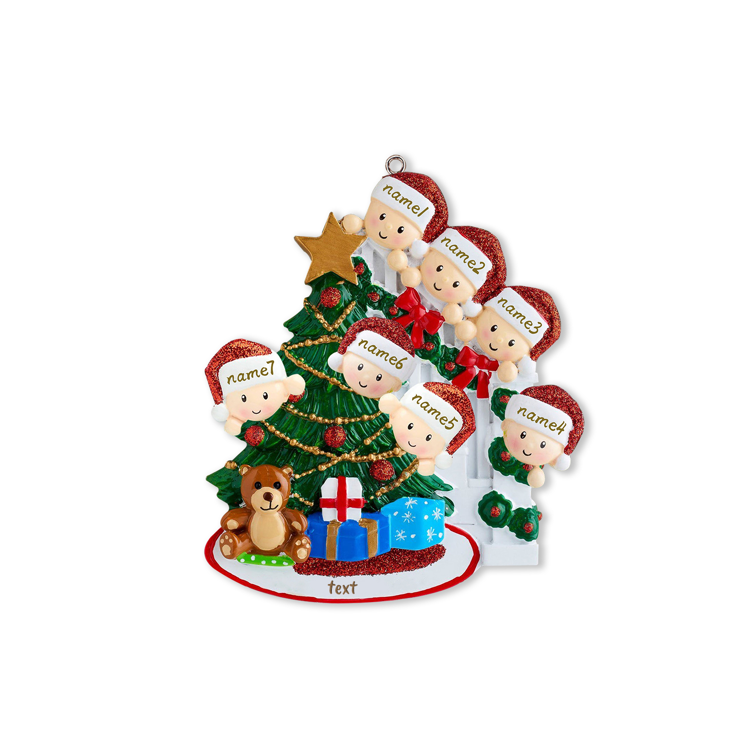Navidad-Ornamentos con muñecos familia 7 nombres personalizados con texto adorno de madera