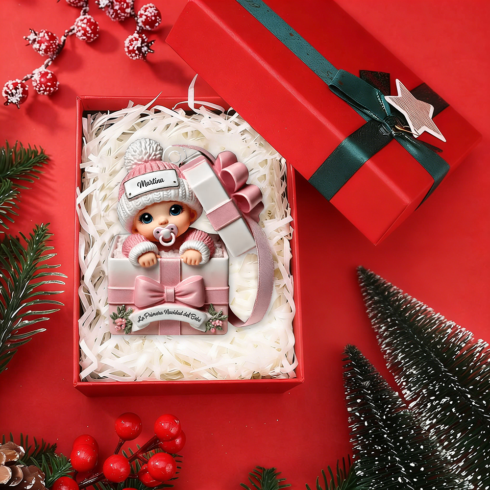 Adorno/ornamento navideño personalizado - árbol de Navidad personalizado – Bebé en caja de regalo | Jessemade
