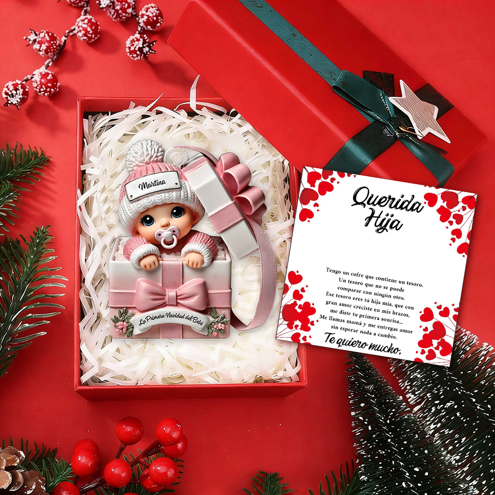 Adorno de Navidad - Primera Navidad del bebé personalizable con nombre, regalo de Navidad y de nacimiento para padres y abuelos | Jessemade