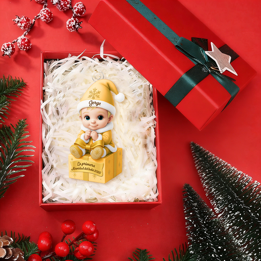 Decoración de Navidad personalizada para bebé con nombre y año, primera Navidad del bebé, regalo de nacimiento y de bautizo para padres y abuelos | Kettenmachen
