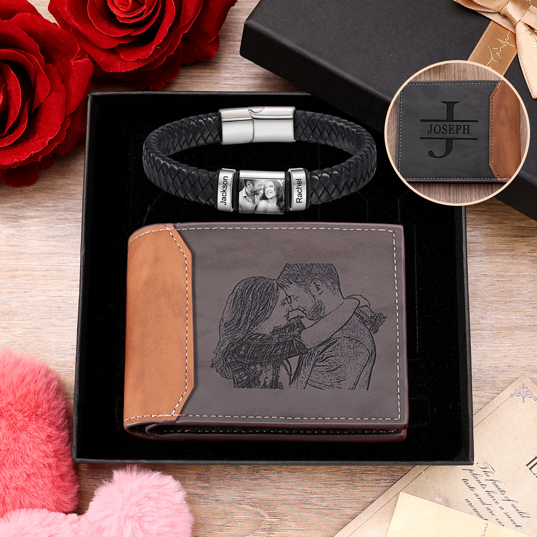 Kit de Regalo Personalizado para Parejas con Pulsera y Cartera | Jessemade ES