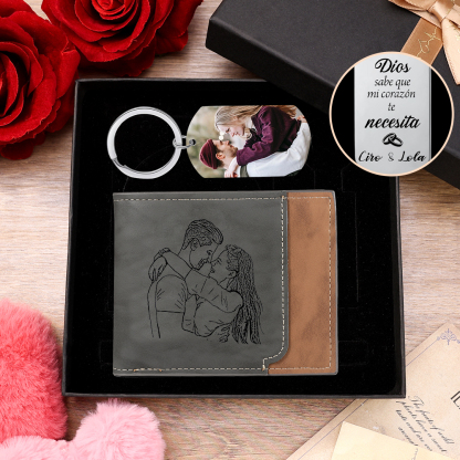 Kit de Regalo Personalizado con Llavero, Foto y Cartera para Parejas-Jessemade ES
