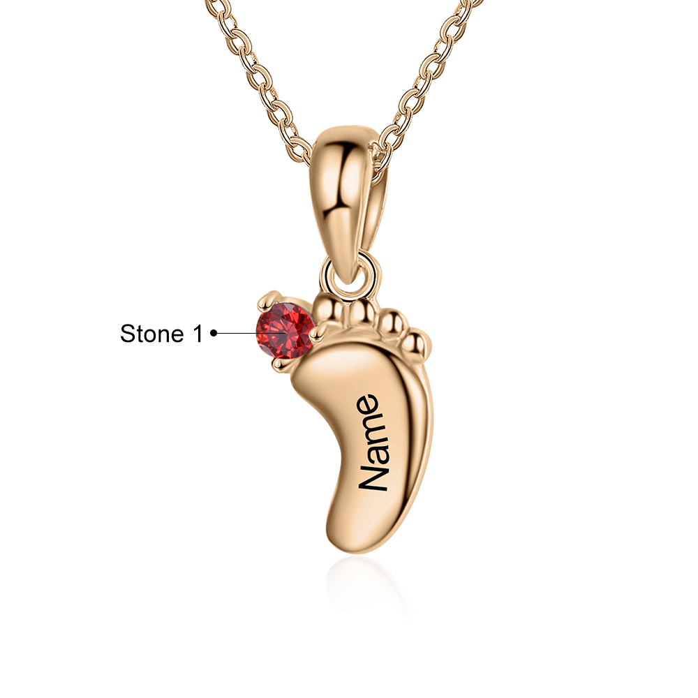 Collar pie de bebé con 1-6 nombres personalizados y 1-6 piedras de nacimiento color oro rosa-Jessemade ES