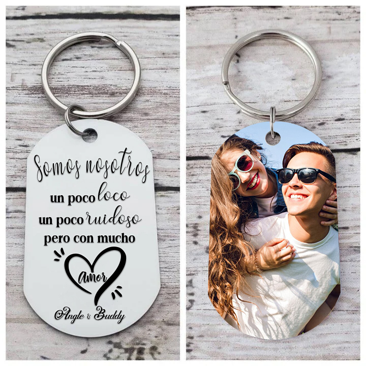 Llavero personalizado con 2 nombres y 1 foto para pareja-Jessemade ES