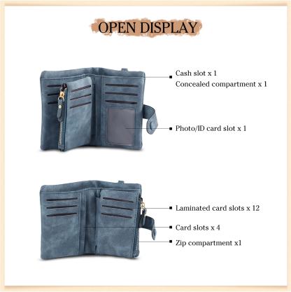 Cartera, billetera con 4 nombres y 1 foto personalizados mano con manito monedero clásico para mujer-Jessemade ES