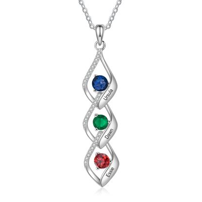 Collar de lazos con 2-5 nombres y piedras de nacimiento personalizados-Jessemade ES