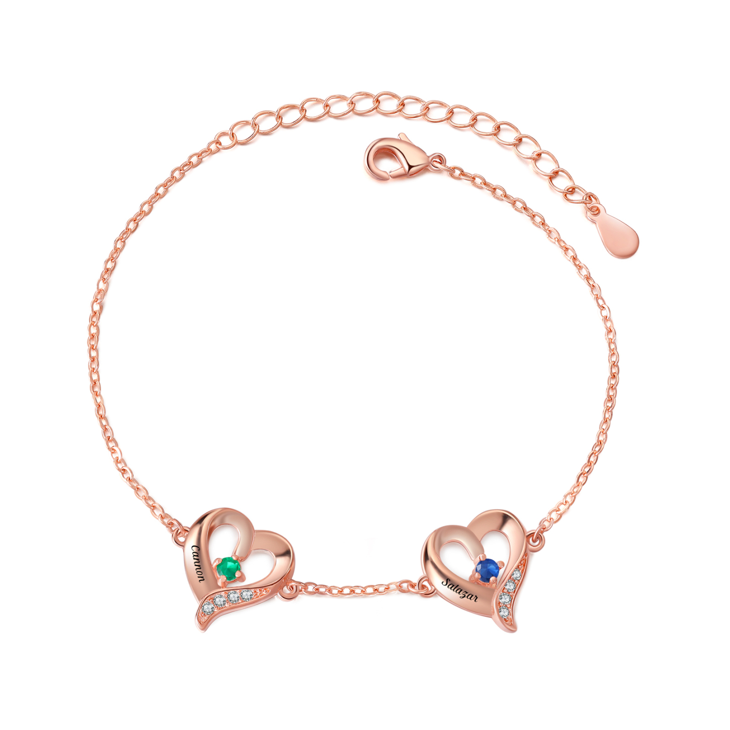 Pulsera 1-7 nombres y piedras personalizados con dije de corazón-Jessemade ES