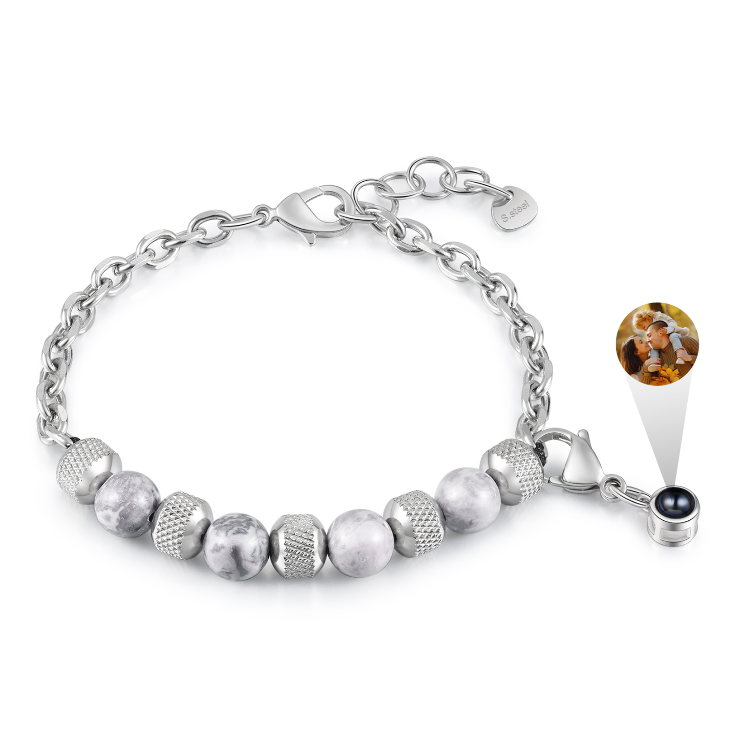 Pulsera de piedras con colgante de proyección de foto en color -Jessemade ES