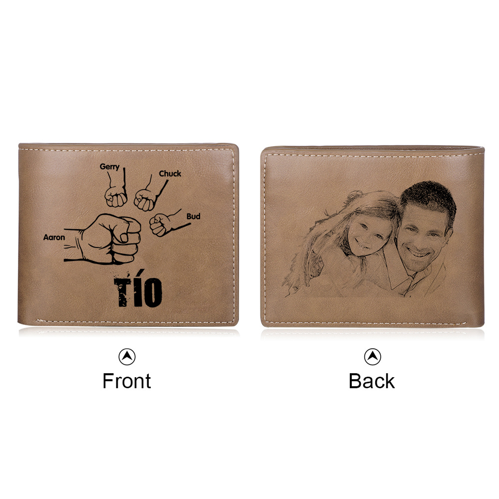 A mi tío-Cartera 2-5 nombres y foto personalizados billetera clásica puño a puño -Jessemade ES