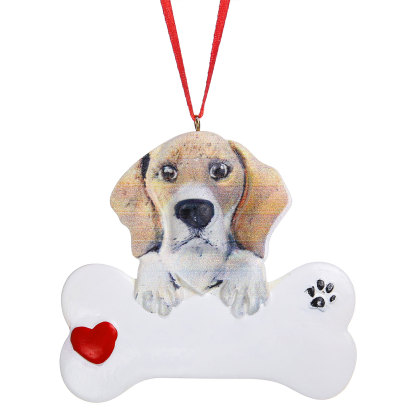 Navidad-Ornamento navideño de resina mascota perro Beagle 1 nombre personalizado adorno del árbol