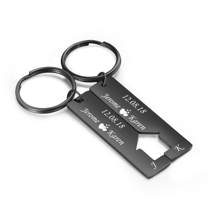 A mi querido-Llavero con casa encajada para pareja 2 nombres, 2 letras personalizadas con fecha-Jessemade ES