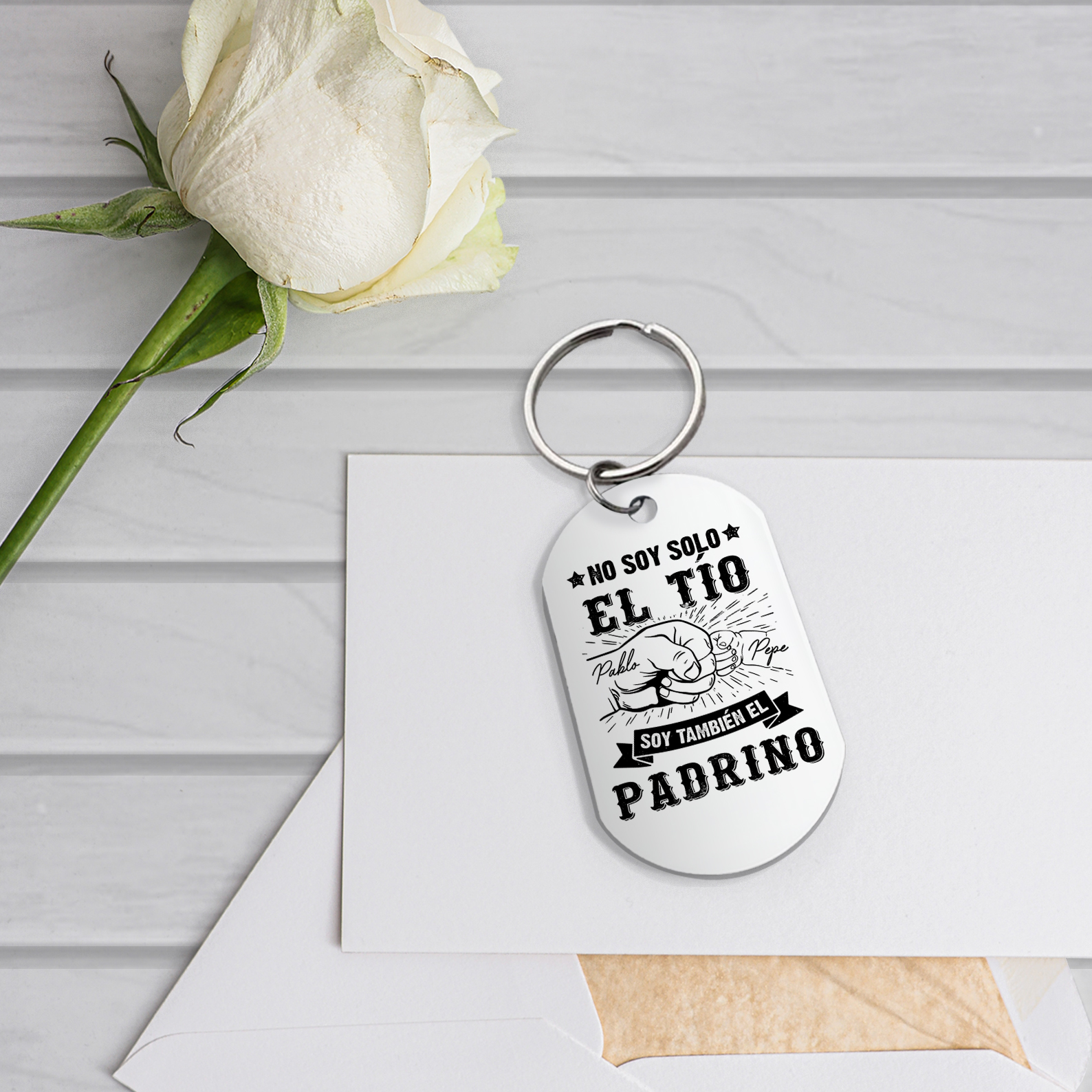 A mi tío/padrino - Llavero puño con puño 2 nombres personalizados-Jessemade ES