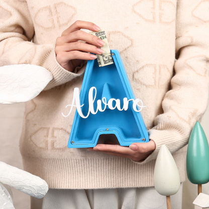 Alcancía de madera en forma de letras con 1 nombre personalizado hucha-Jessemade ES