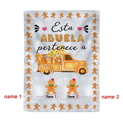 A mi abuela-Manta de buen calidad de Navidad hombres de jengibre personalizada con 2 nombres-Jessemade ES
