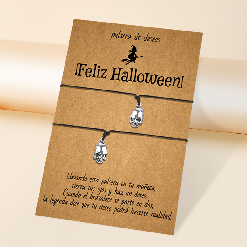 Pulsera de deseos-Unidad de 2 pulseras de calavera💀 ¡Feliz Halloween!-Jessemade ES