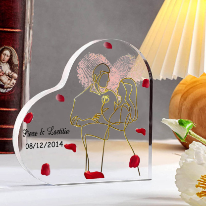 Placa de acrílico en forma de corazón con fecha y 2 nombres personalizados-Jessemade ES