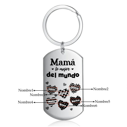 A mi mamá-Llavero 1-6 Nombres Personalizados CORAZONES-Jessemade ES