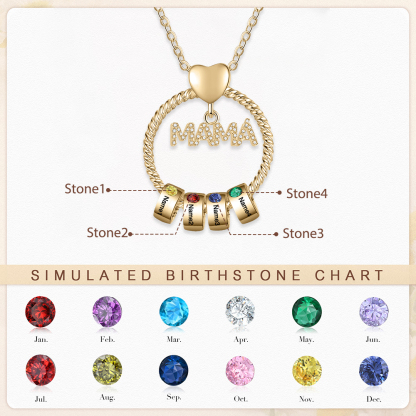 Collar 1-5 nombres y piedras de nacimiento personalizados con colgante de "MAMÁ" color oro | Jessemade-Jessemade ES