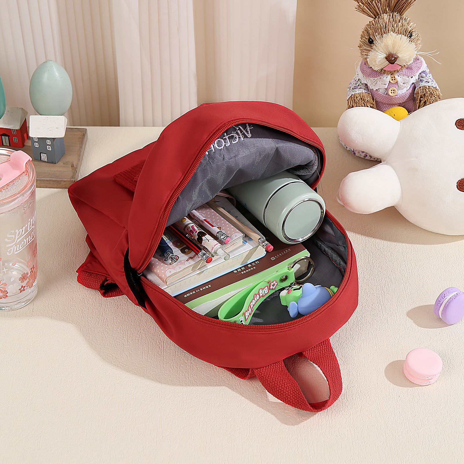 Mochilas escolares para los niños con peluche de oso con nombre personalizado bordado