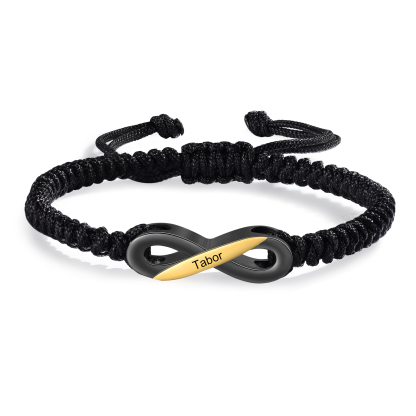 Pulseras de cuerda para pareja con dije de infinito nombre personalizado-Jessemade ES