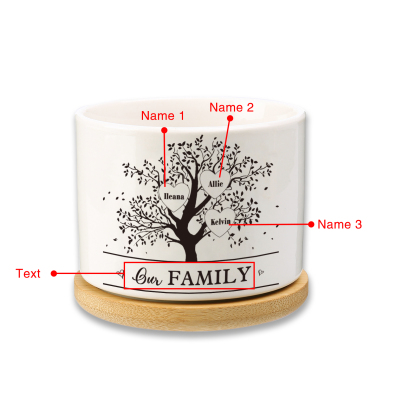 Florero con base de cerámica árbol de corazones 2-8 nombres personalizados con texto decoración del hogar-Jessemade ES