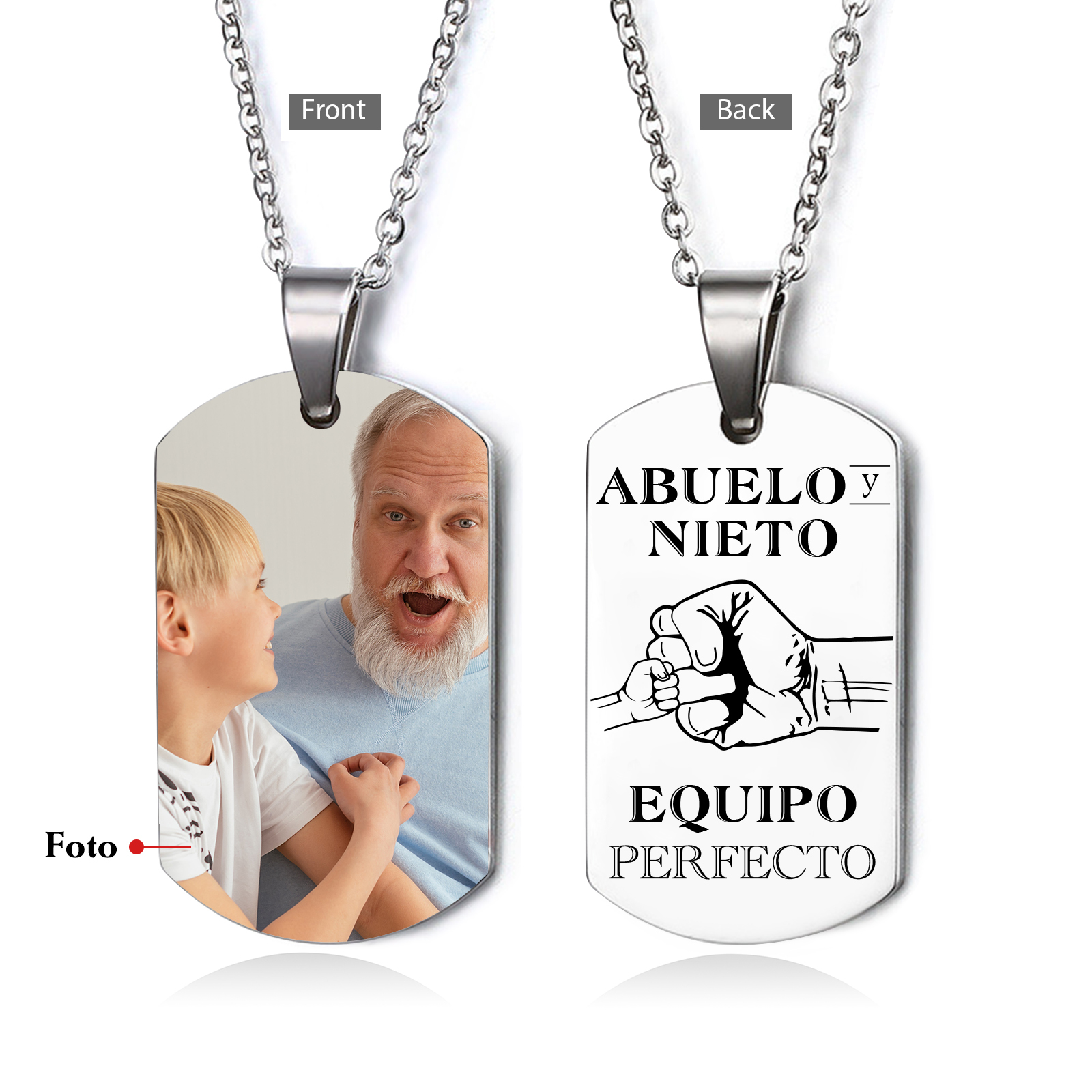 A MI ABUELO-Collar abuelo y nieto de placa personalizada con foto-Jessemade ES