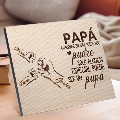 A mi papá - Lámina 2-6 nombres personalizados marco de madera puño con puño-Jessemade ES