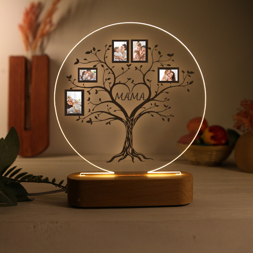 A mi mamá/abuela-Lámpara 3D Ilusión Luz de Noche Personalizada con 2-6 Fotos y 1 Texto-Jessemade ES