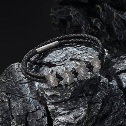 2-4 Nombres Personalizados Pulsera de Cuerda Aros de Rompecabezas de Acero Inoxidable-Jessemade ES