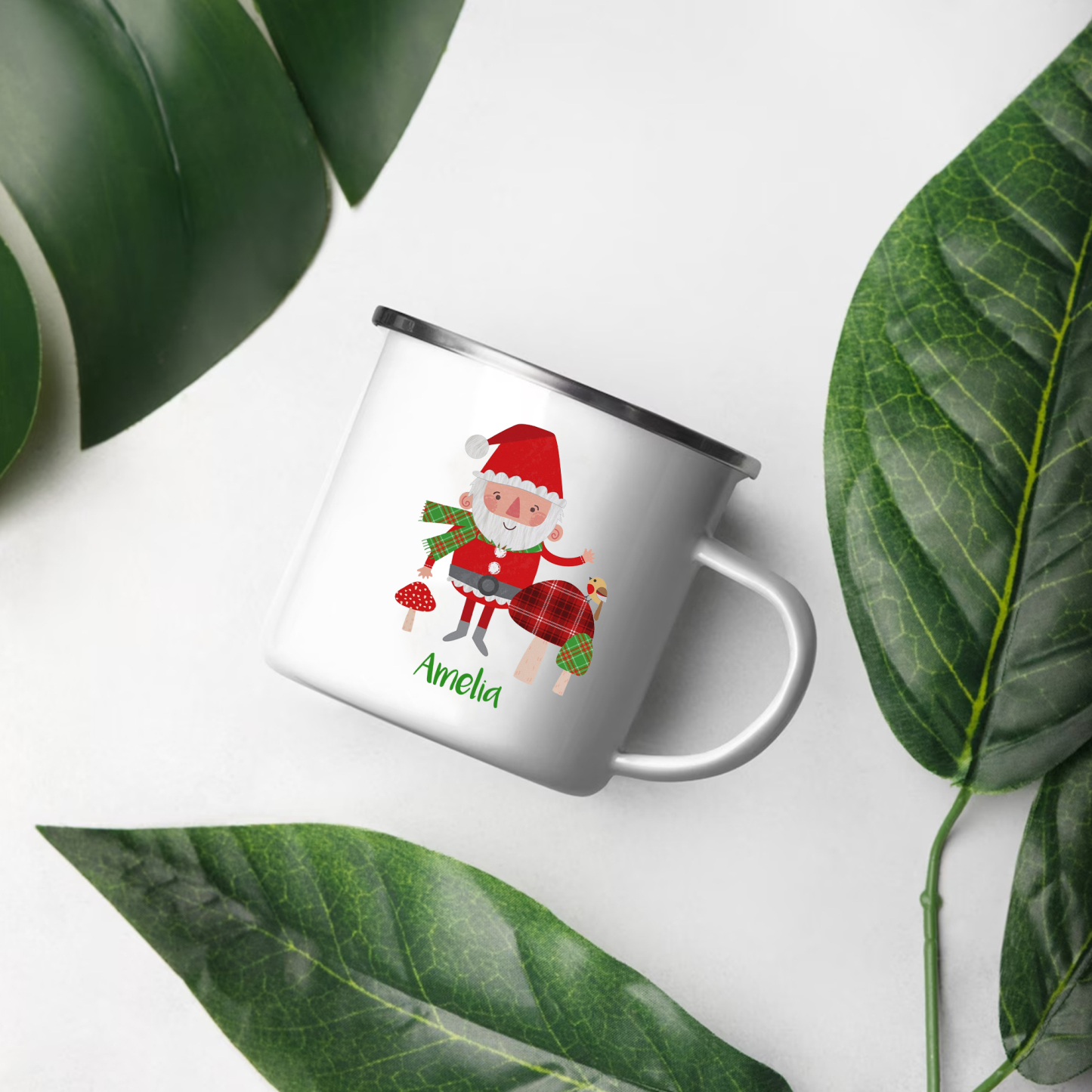 Navidad-Taza Papá Noel para niños con 1 nombre personalizado