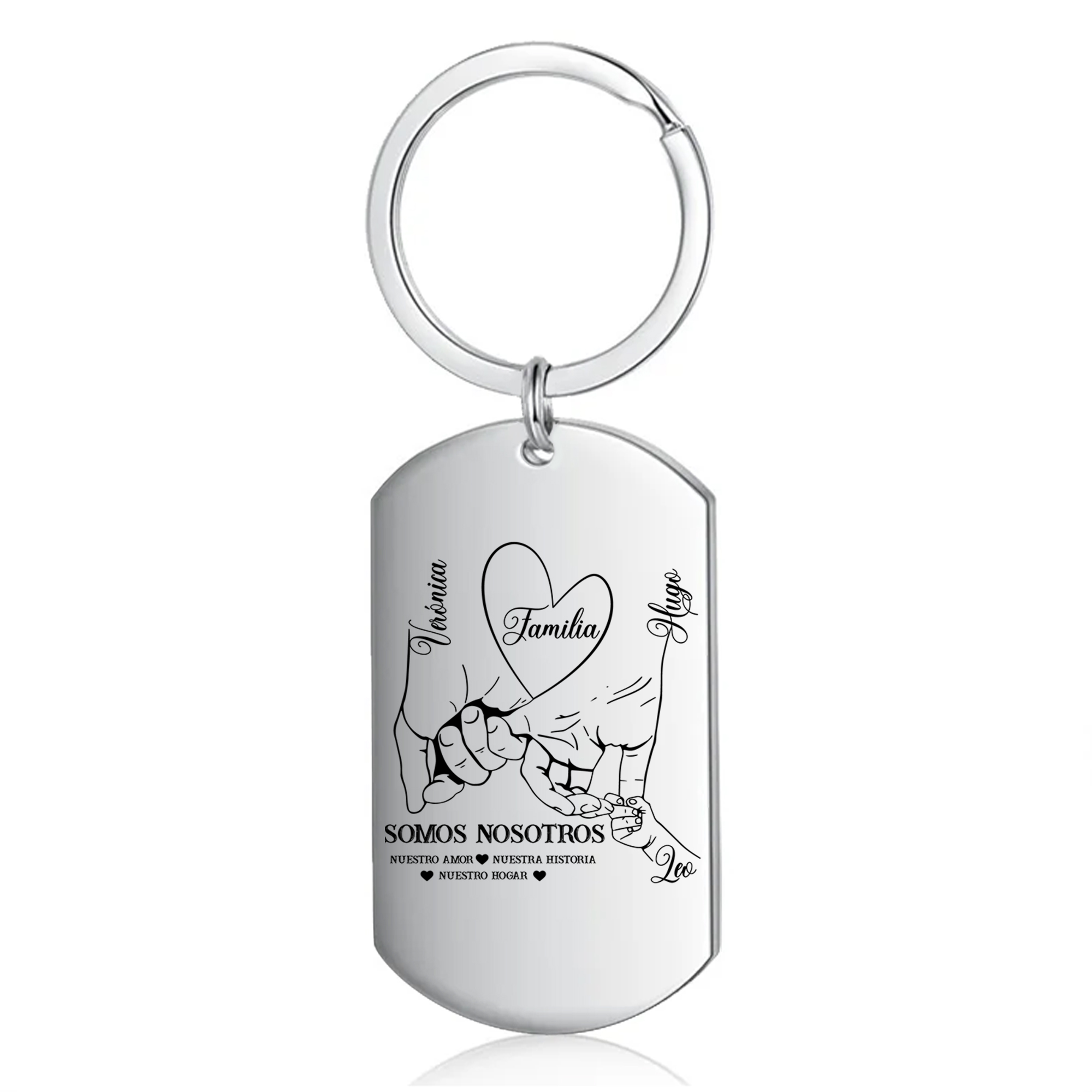 A familia-Llavero 2-6 Nombres Personalizados MANOS COGIDAS-Jessemade ES