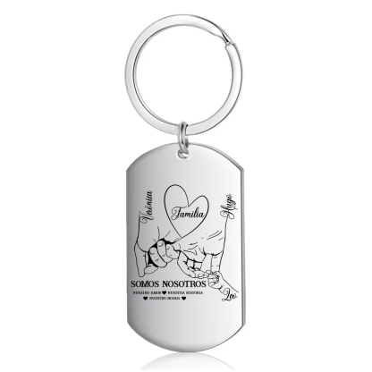 A familia-Llavero 2-6 Nombres Personalizados MANOS COGIDAS-Jessemade ES