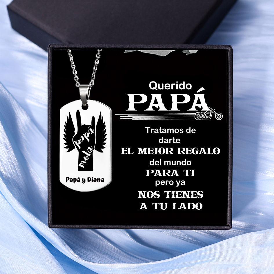A MI PAPÁ-Collar "papá mola" de placa personalizada con texto y foto-Jessemade ES