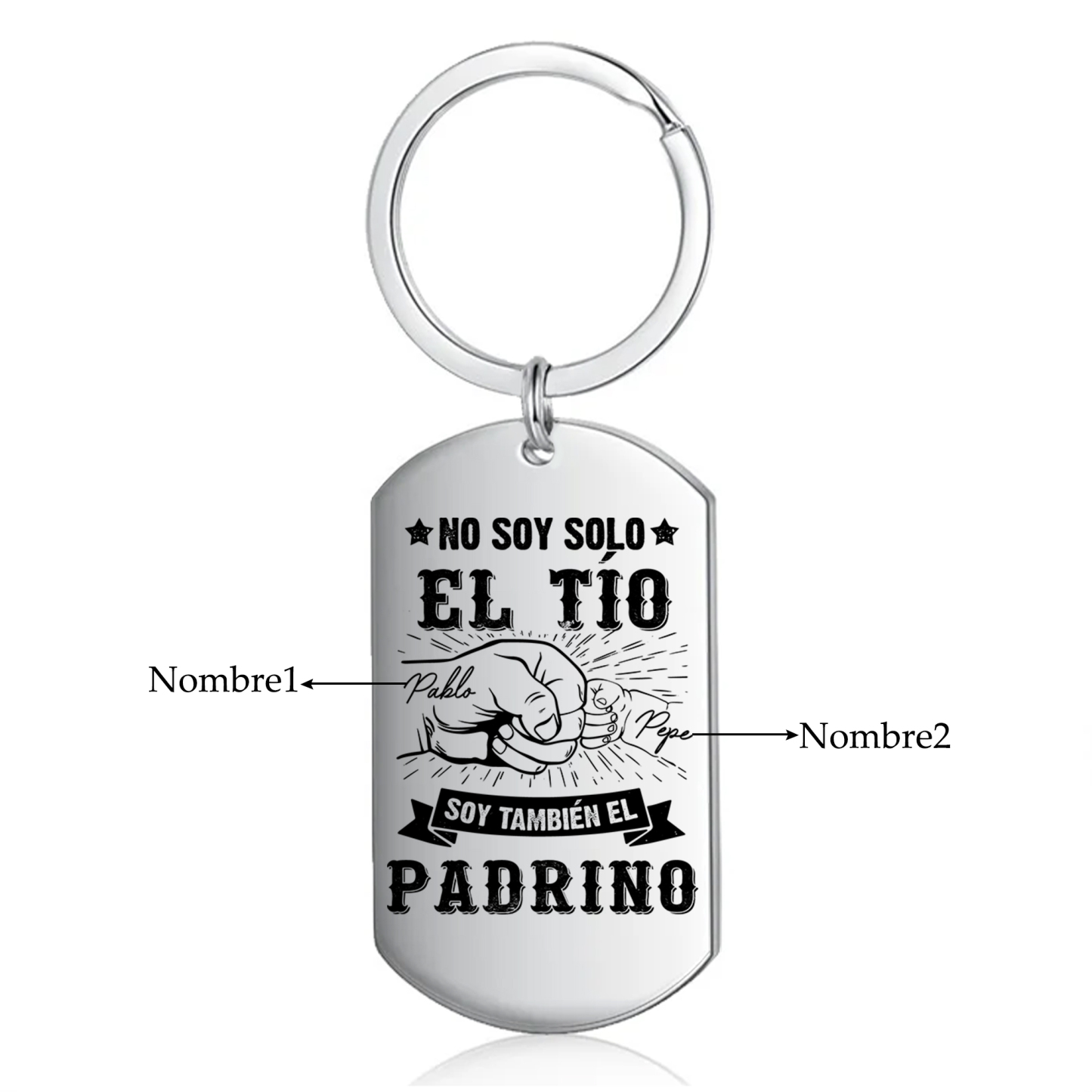 A mi tío/padrino - Llavero puño con puño 2 nombres personalizados-Jessemade ES
