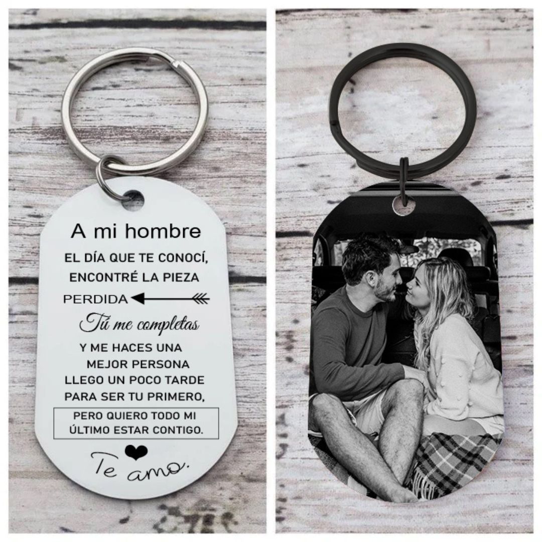 Llavero a mi hombre para pareja "Eres mi pieza perdida" 1 foto personalizada