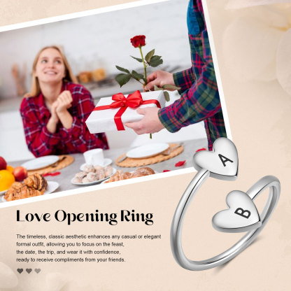 Anillo de corazones personalizado con 2 letras-Jessemade ES