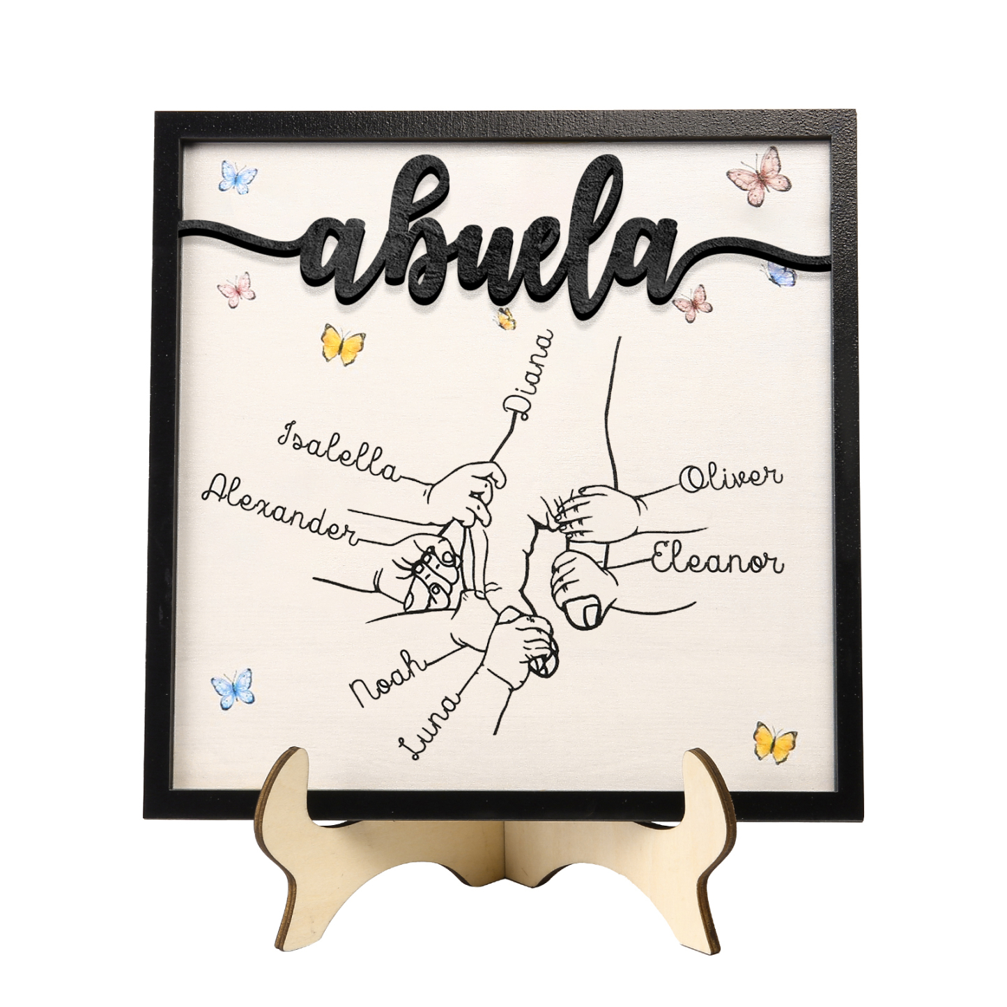 A mi abuela-Adorno 2-7 nombres personalizados decoración de madera mano con manitos-Jessemade ES