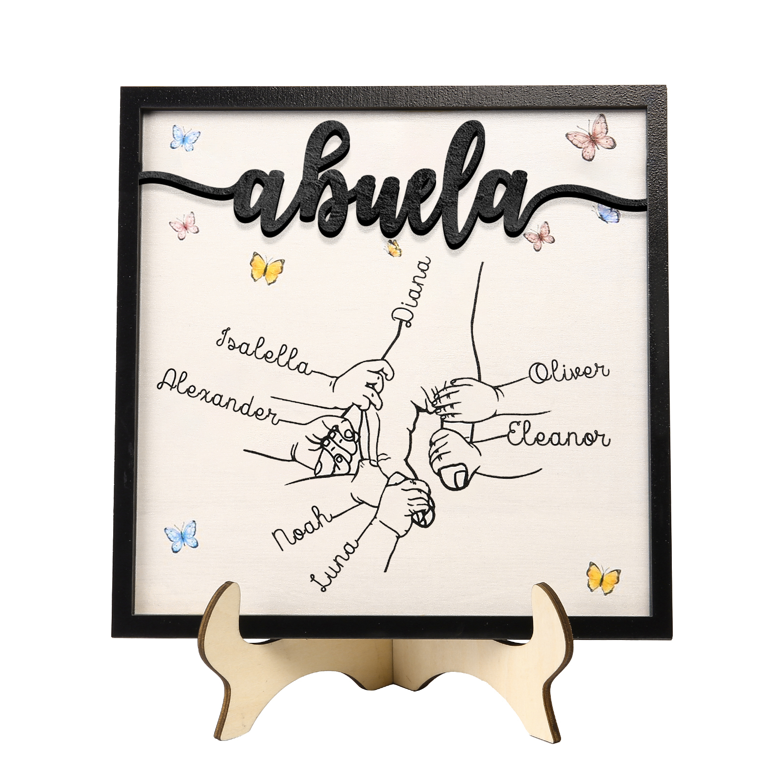 A mi abuela-Adorno 2-7 nombres personalizados decoración de madera mano con manitos-Jessemade ES