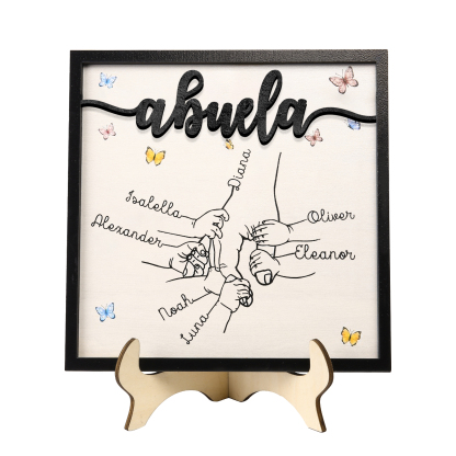 A mi abuela-Adorno 2-7 nombres personalizados decoración de madera mano con manitos-Jessemade ES