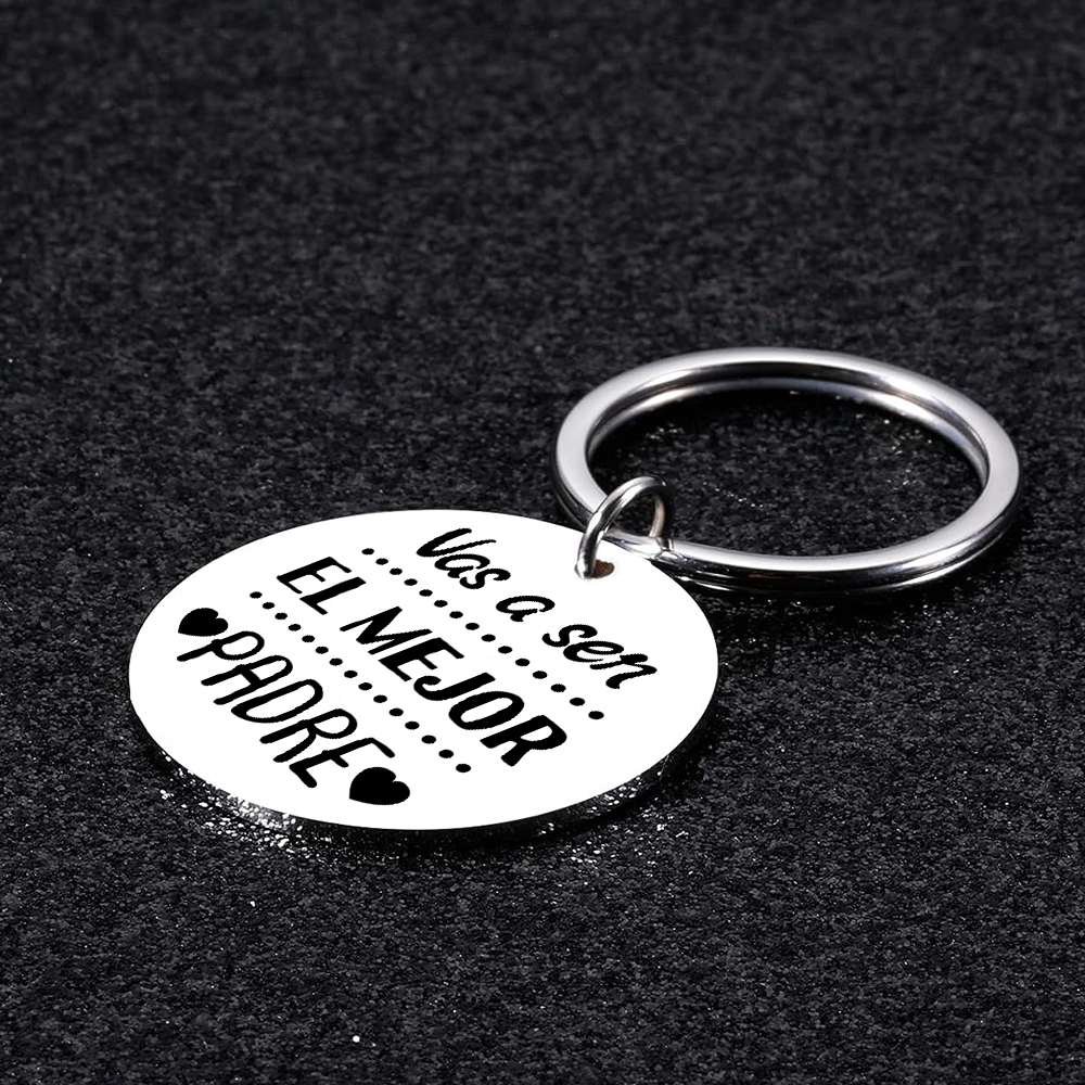 A mi papá-Llavero de placa redonda "Vas a ser el mejor padre" personalizado con 1 foto-Jessemade ES