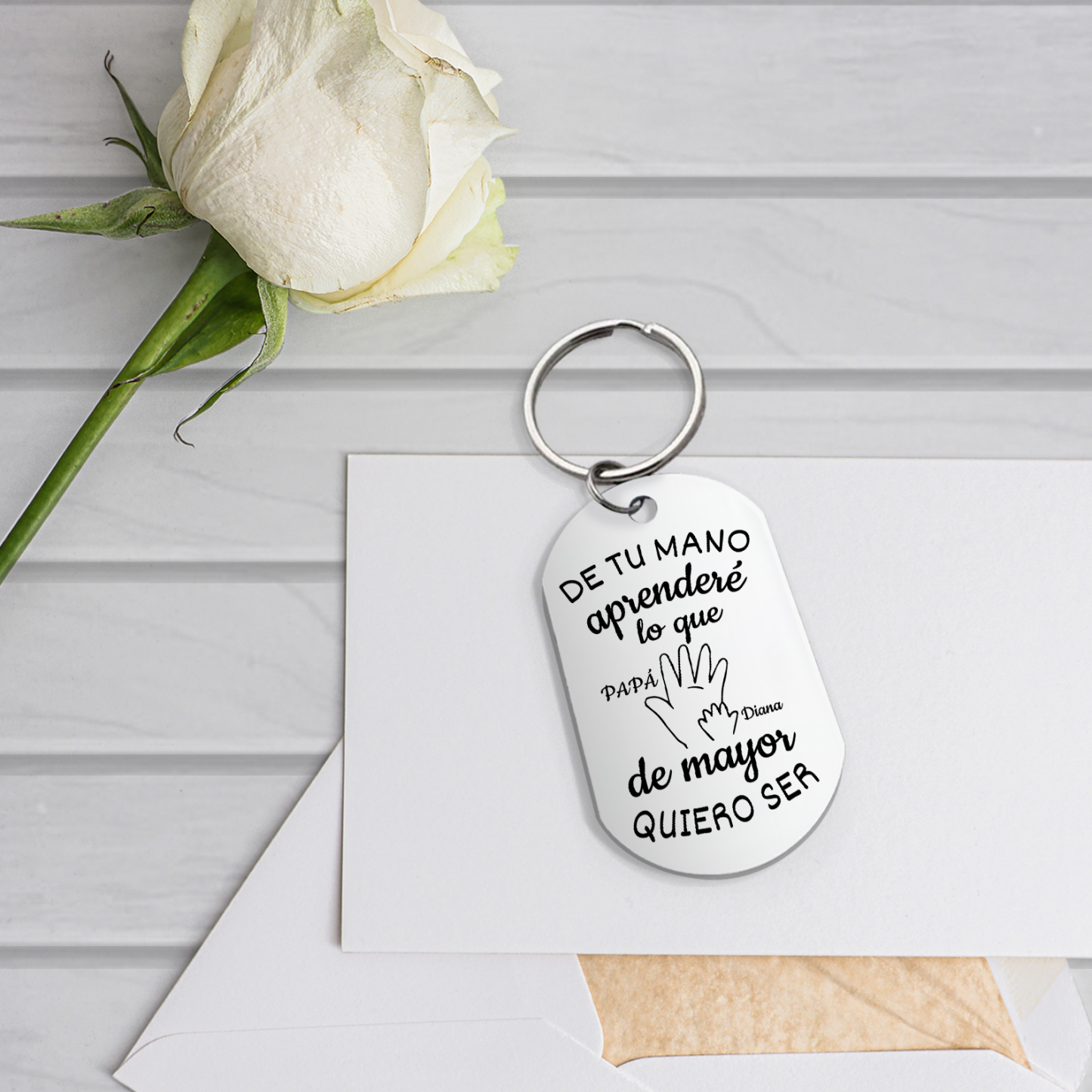 A mi papá-Llavero Personalizado DE TU MANO APRENDERÉ... 2 Nombres-Jessemade ES