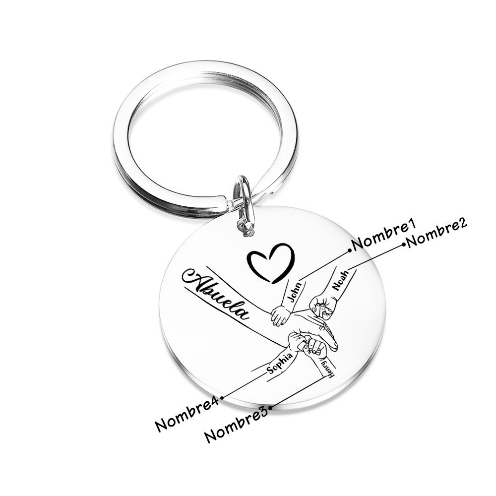 A mi abuela - Llavero 1-6 Nombres Personalizado MANOS COGIDAS-Jessemade ES