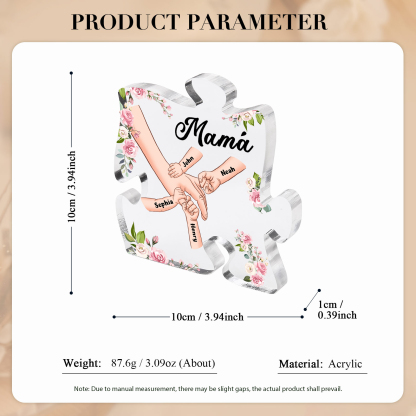 A mi mamá/abuela-Placa de acrílico en forma de corazón mano a mano con 1 texto y 4 nombres personalizados | Jessemade