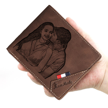 Cartera, billetera personalizada con 1 foto, 1 nombre y 1 letra monedero para hombre-Jessemade ES