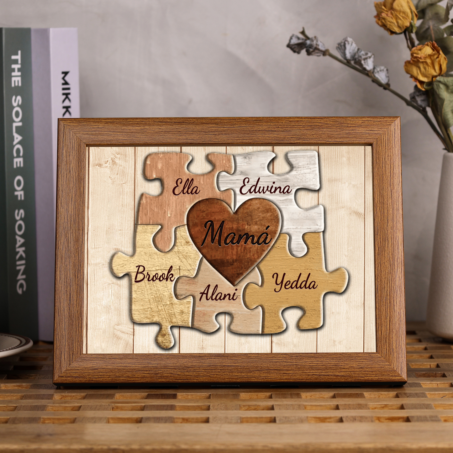 A mi mamá-Marco de 3-9 nombres personalizados rompecabezas de madera-Jessemade ES